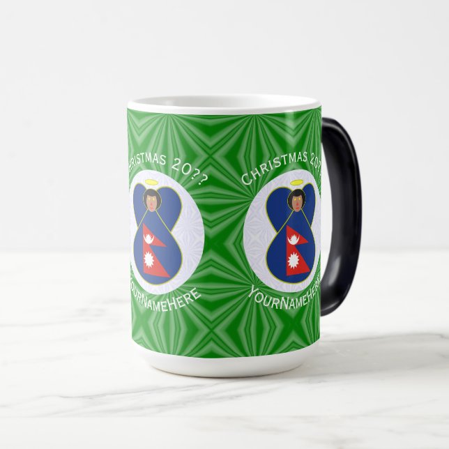 Mug Magic Drapeau de Noël personnalisé de l'ange népalais (Devant droit)