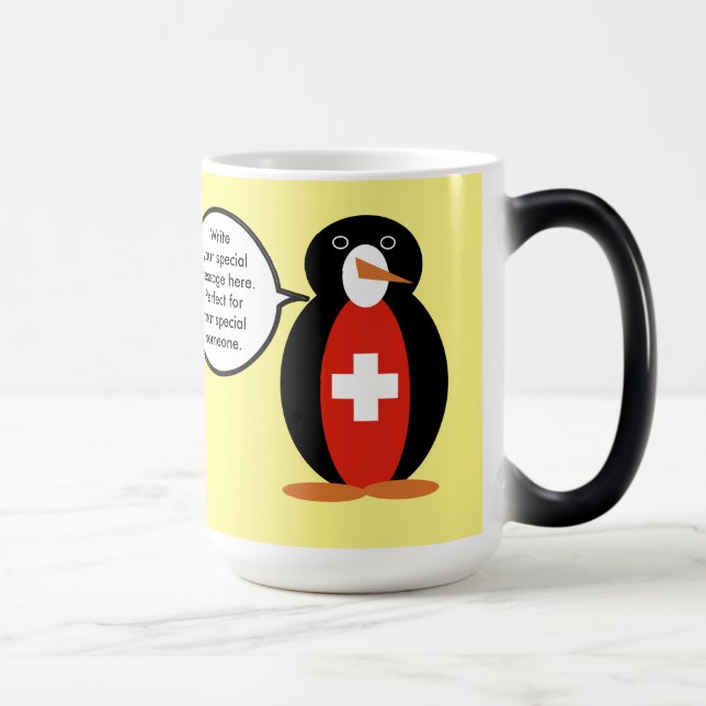 Mug Magic Drapeau Suisse Mme Pingouin Personnalisé  (Droite)