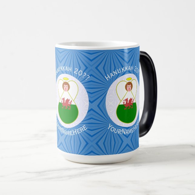 Mug Magic Drapeau Welsh Angel Hanoukka personnalisé (Devant droit)