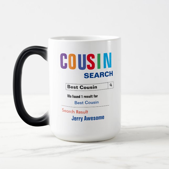 Mug Magic Drôle personnalisé Meilleur cadeau Cousin (Gauche)