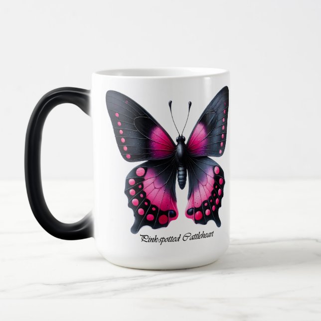 Mug Magic Écharpe élégante papillon rose tacheté  (Gauche)