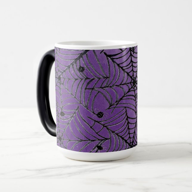 Mug Magic Éffrayante Halloween Spider Webs sur violet (Devant gauche)