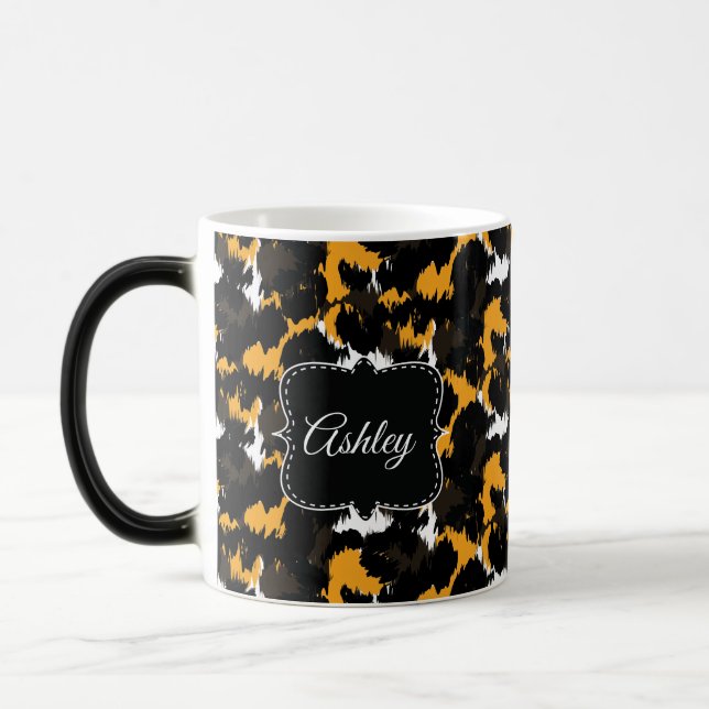 Mug Magic Élégant Cheetah Imprimer Splash Fun Monogramme per (Gauche)