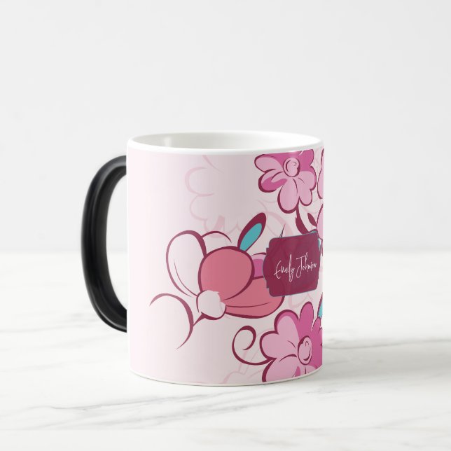 Mug Magic Elegant Floral Script Custom Name (Devant gauche)