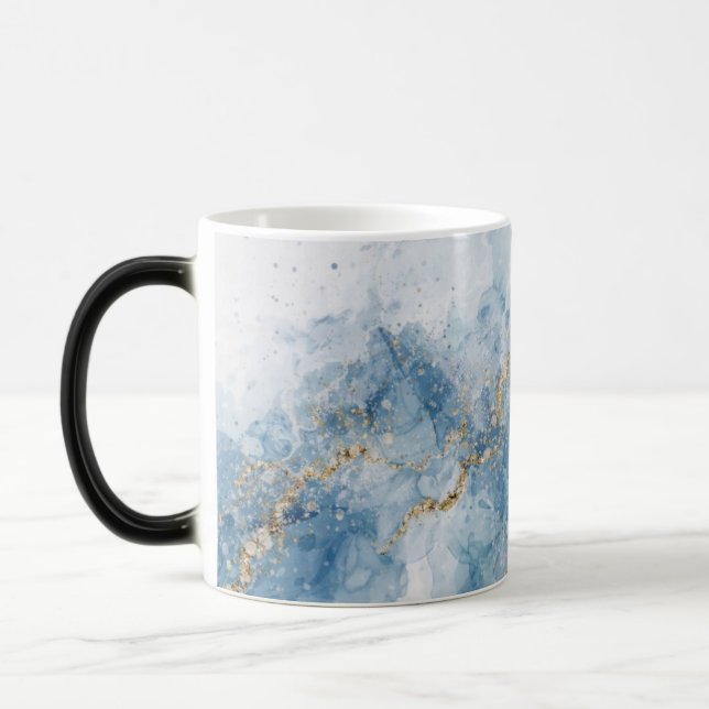 Mug Magic Élégant Flux Abstrait Paillettes Bleu Or           (Gauche)