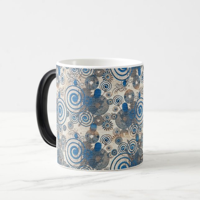 Mug Magic Elégant Motif Blue Twirl Design Arrière - plan (Devant gauche)