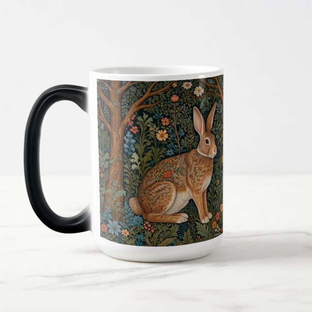 Mug Magic Élégant retro lapin boisé boisé fleuri (Gauche)