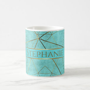 Mug Magic Elégant Turquoise et Or Abstrait moderne
