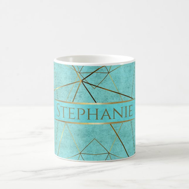 Mug Magic Elégant Turquoise et Or Abstrait moderne (Centre)