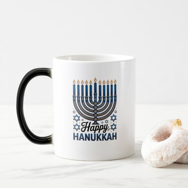 Mug Magic Élégante fête de Hanouka - Art de vacances juif (Avec donut)