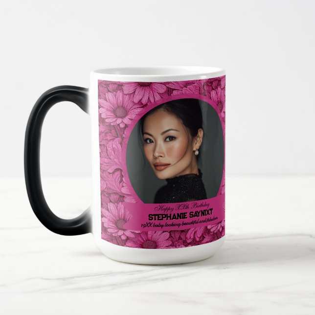Mug Magic Élégante Fleur d'Anniversaire Unique (Gauche)