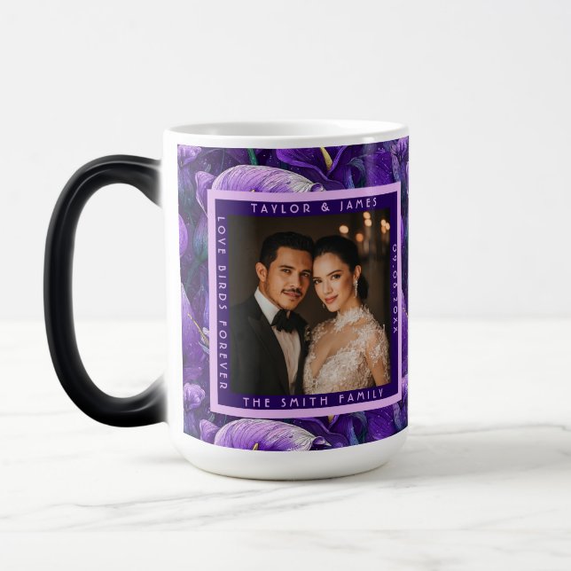 Mug Magic Élégants lys calla violets pour un mariage de rêve (Gauche)