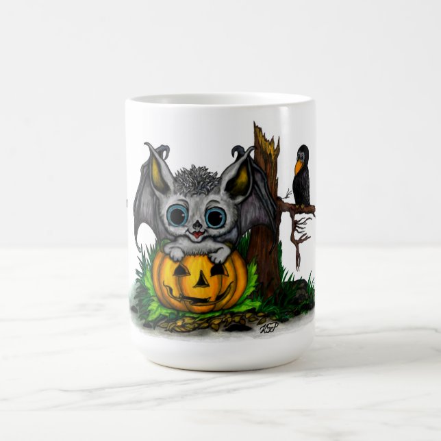 Mug Magic En attente d'Halloween, Bat mignonne et Corbeau (Centre)