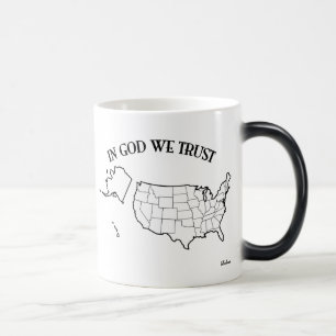 Mug Magic En Dieu nous avons confiance avec le contour des É