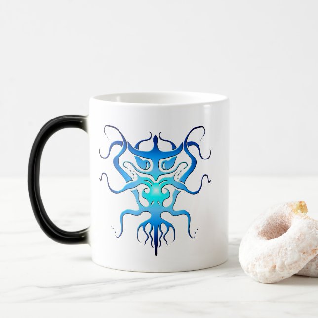 Mug Magic Espèces Aliens Tatouage Tribal Design - bleu (Avec donut)