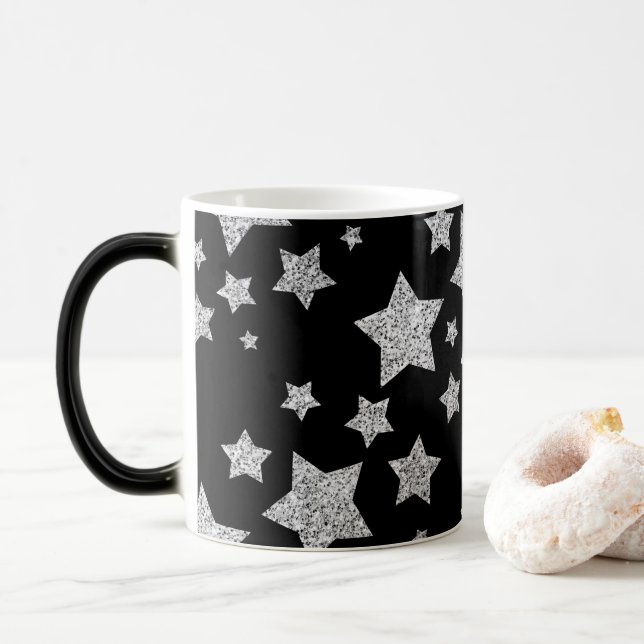 Mug Magic Étoiles d'argent parkly vacances motif de Noël (Avec donut)