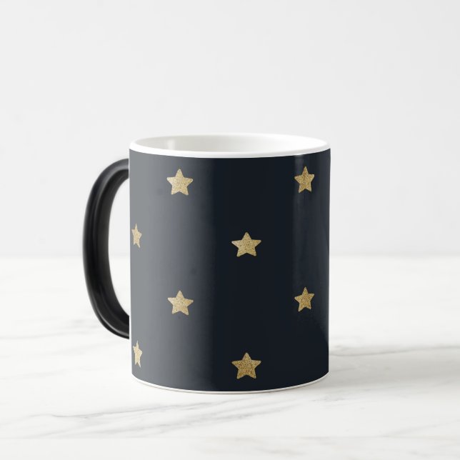 Mug Magic Étoiles dorées sur fond noir de minuit (Devant gauche)