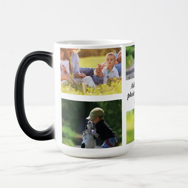 Mug Magic Faites votre propre collage photo et texte (Gauche)