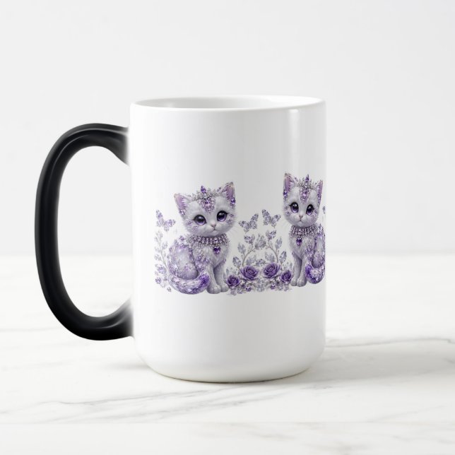 Mug Magic Fantaisie de chaton royal violet (Gauche)