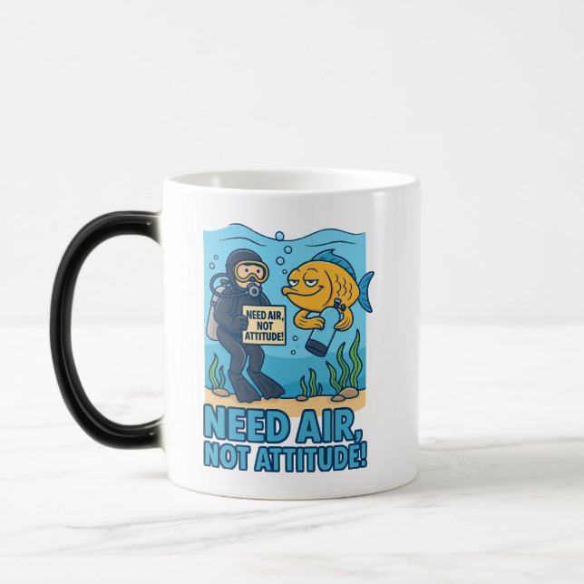 Mug Magic Fantaisie Plongeur - Pensées profondes, pas d'air (Gauche)
