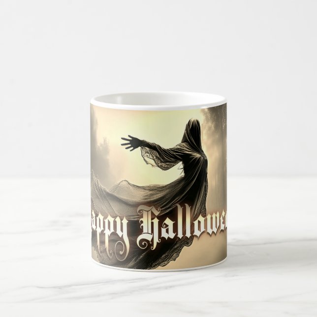 Mug Magic Fantôme Féminin Noir dans un Paysage Infernnal - H (Centre)