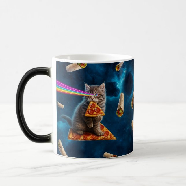 Mug Magic Fête de pizza de chat laser (Gauche)