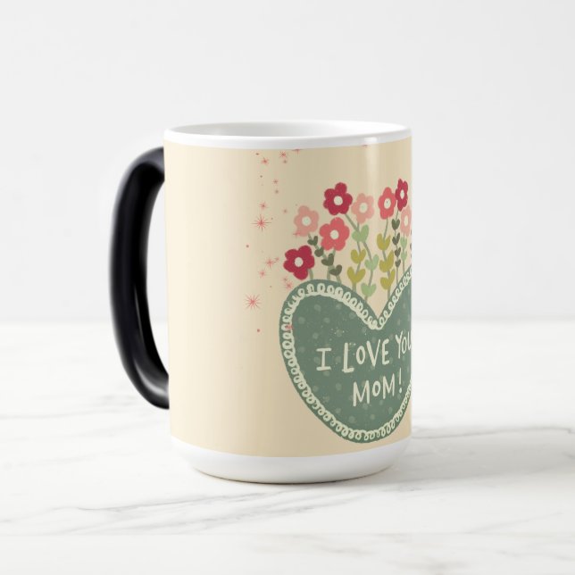 Mug Magic Fête des Mères, Fleurs dans un amour , Élégant (Devant gauche)