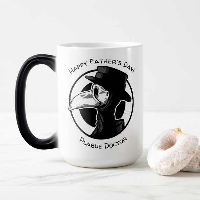 Mug Magic Fête des pères Plague Doctor Bird Mask B/W Steampu (Avec donut)