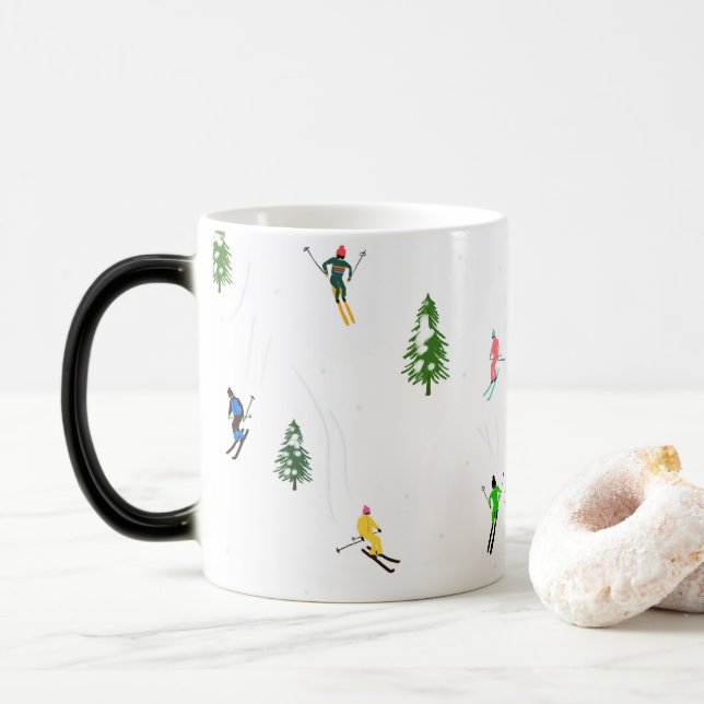 Mug Magic Fête d'Illustration de ski alpin Freeride (Avec donut)
