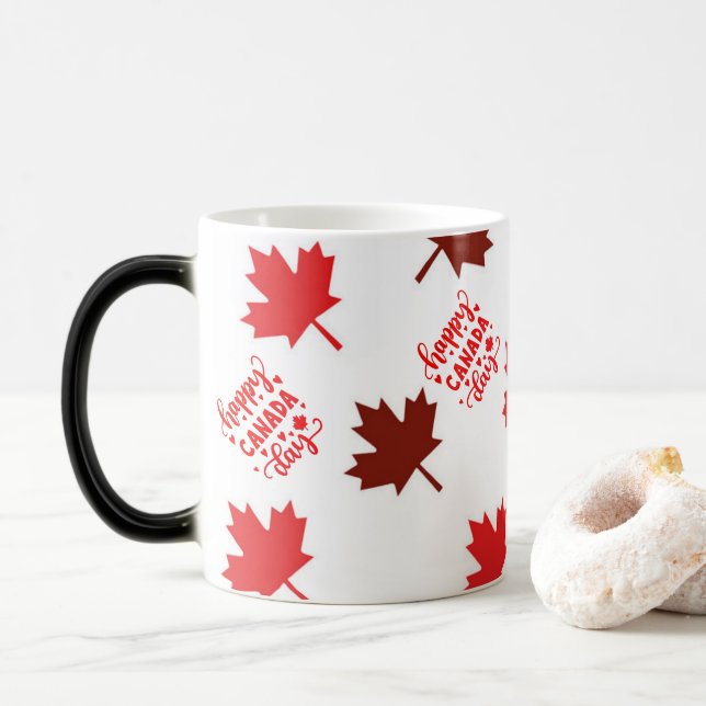 Mug Magic Feuilles branchés de l'érable rouge Bonne fête du  (Avec donut)