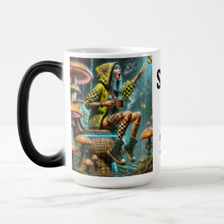 Mug Magic fille cyberpunk sur champignon