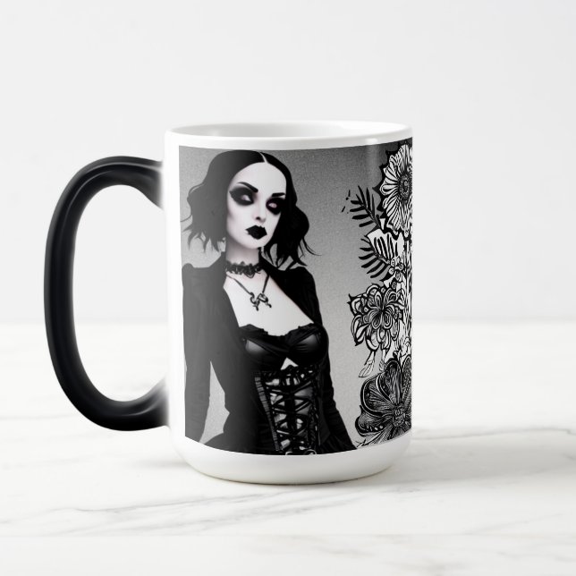 Mug Magic Fille gothique noire et blanche (Gauche)