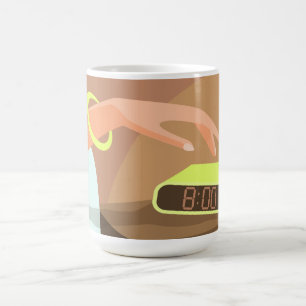 Mug Magic Filles main poussant sur le bouton snooze du révei