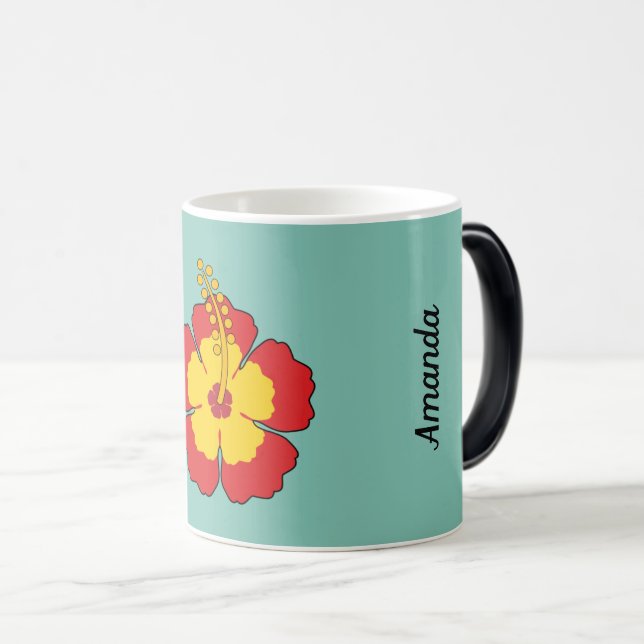 Mug Magic Fleur tropicale de l'Hibiscus rouge | Ajouter Votr (Devant droit)