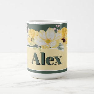 Mug Magic Fleurs aquarelles modernes et fond vert