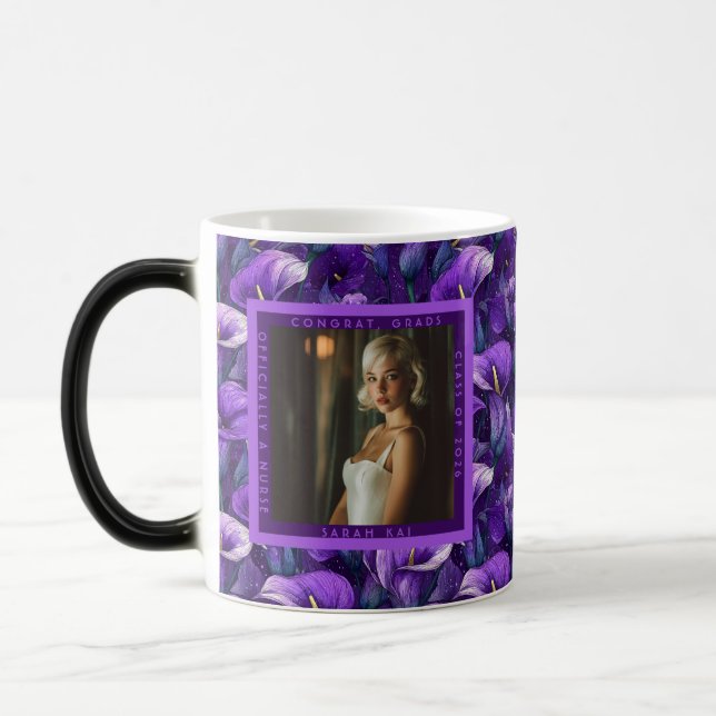 Mug Magic Fleurs de lys calla violets bienheureux pour la re (Gauche)