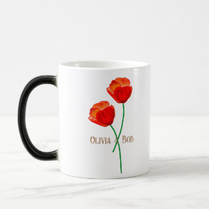 Mug Magic Fleurs de pavot rouge personnalisées