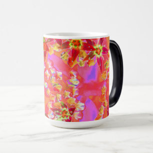Mug Magic Fleurs de Sedum Succulentes Rouges sur Orange Brûl