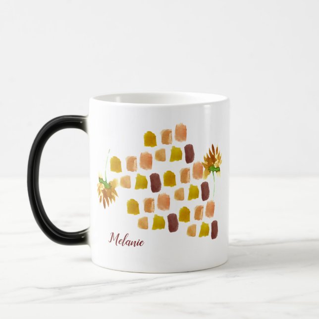 Mug Magic Fleurs jaunes de printemps à l'aquarelle et coups  (Gauche)