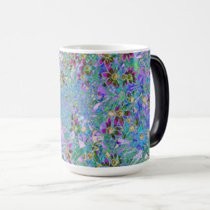 Mug Magic Fleurs sauvages rétro violet, vert et bleu sur ros