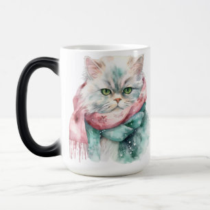 MUG MAGIC FLUFFER HIVER CHAT VERT & BLEU CASQUETTE ÉCRAN