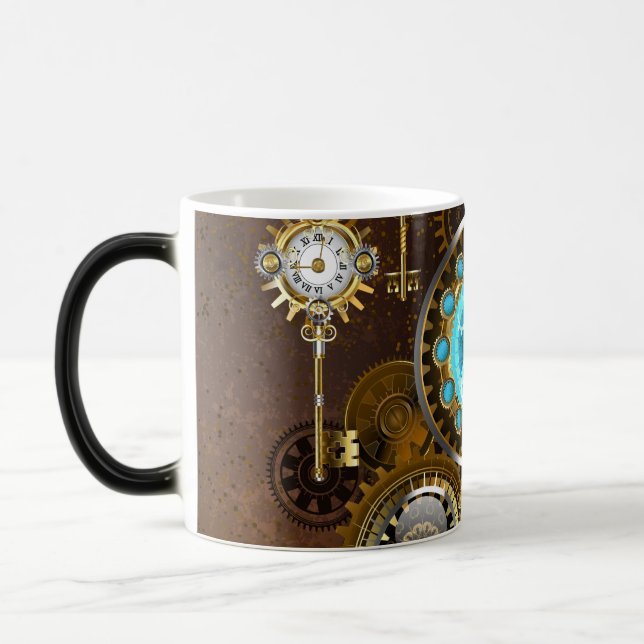 Mug Magic Fond rouillé Steampunk avec verres turquoise (Gauche)