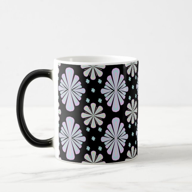Mug Magic Formes florales pastel sur fond noir (Gauche)