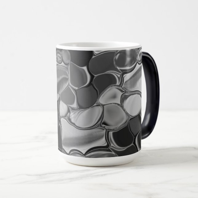 Mug Magic Formes gris clair et arrondies foncées. (Devant droit)