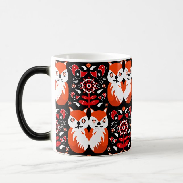 Mug Magic Fox Et Nature Art Populaire Nordique (Gauche)
