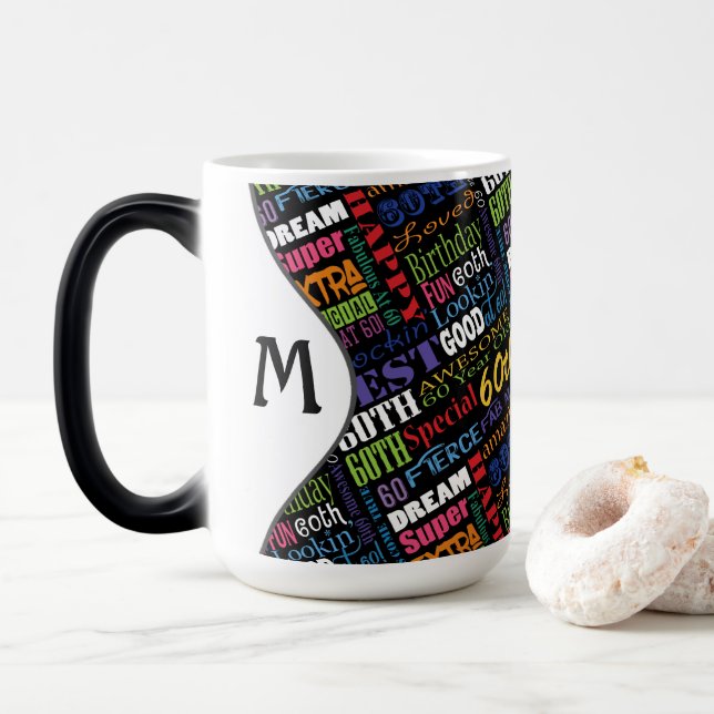 Mug Magic Fun 60ème anniversaire fête Monogramme personnalis (Avec donut)