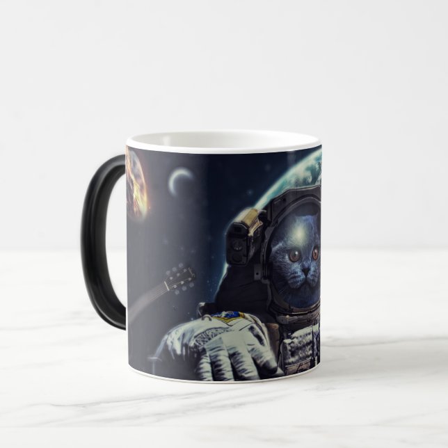 Mug Magic Funny Astronaut Shorthair Cat dans l'espace (Devant gauche)