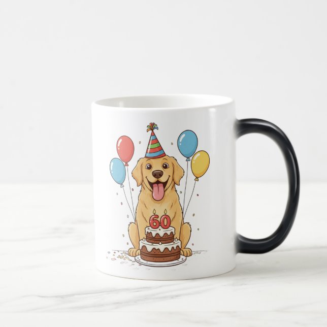 Mug Magic Funny Chien Casquette de la fête du 60e anniversai (Droite)