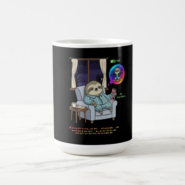 Mug Magic Funny Introvert Sloth Low Social Battery Adventur (Centre)