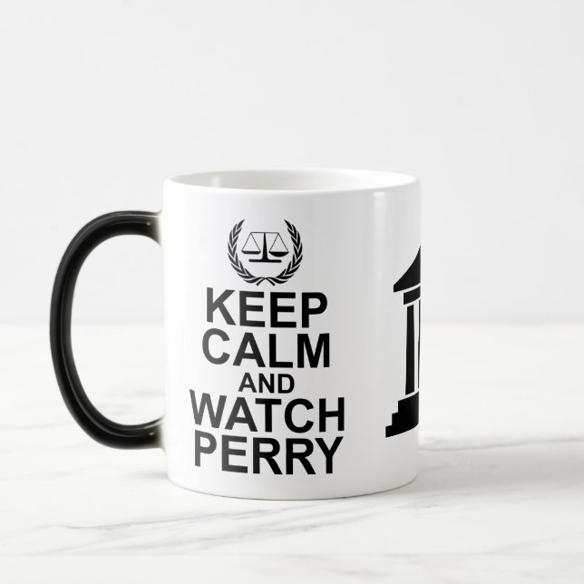 Mug Magic Gardez le calme et observez Perry Humour légal (Gauche)